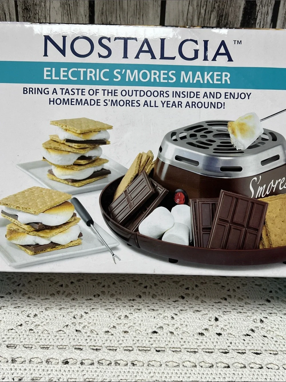 Nostalgia S'mores Maker - Brown and Silver Indoor Roaster